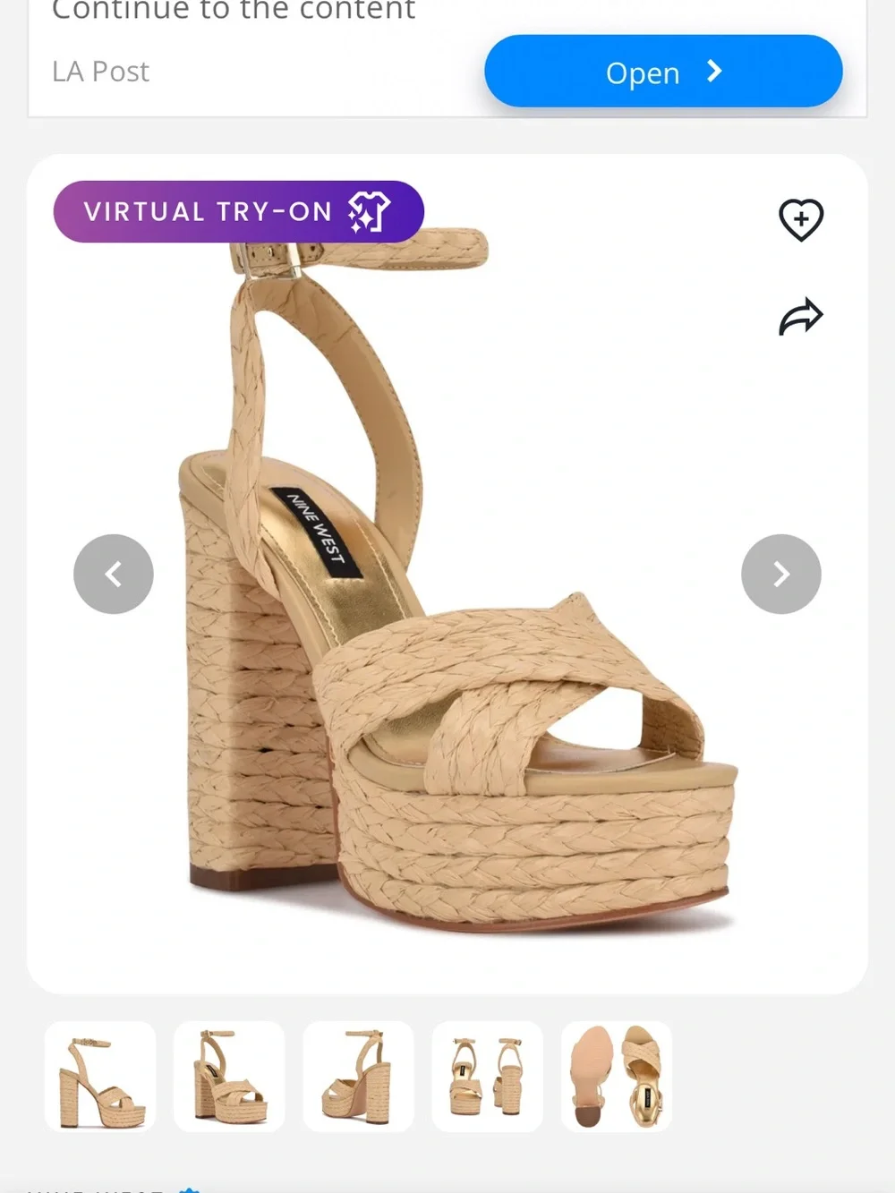 Woven Platform Ankle-Strap Sandal in Natural Beige